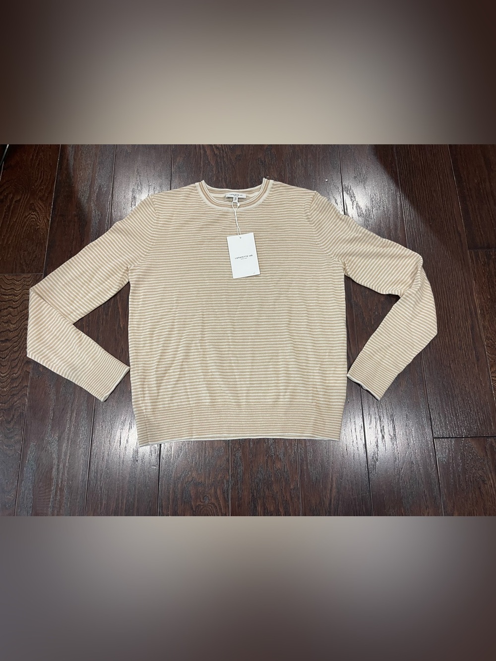 Lafayette 148 Women Dune Multi Striped Cashmere Pullover Sweater Size Small NEW